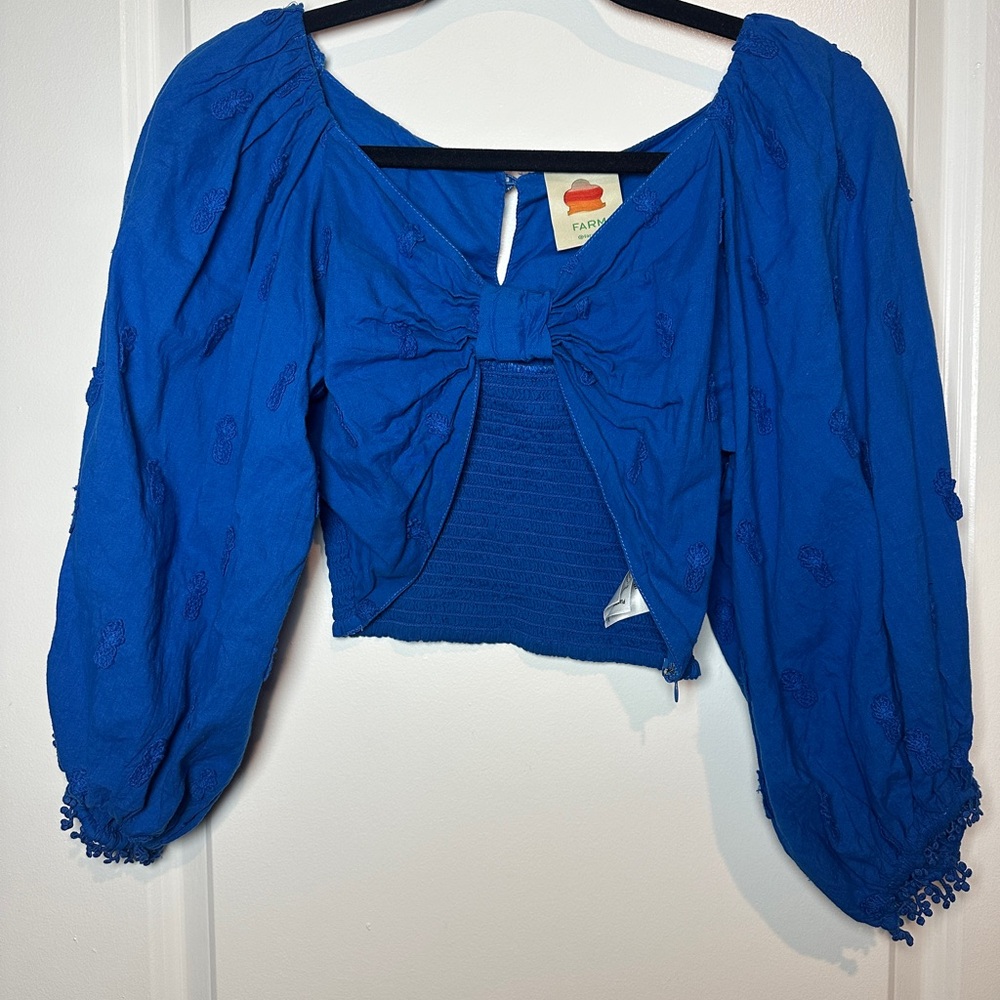 Farm Rio blue 3D pineapple crop top in 100% cotton material